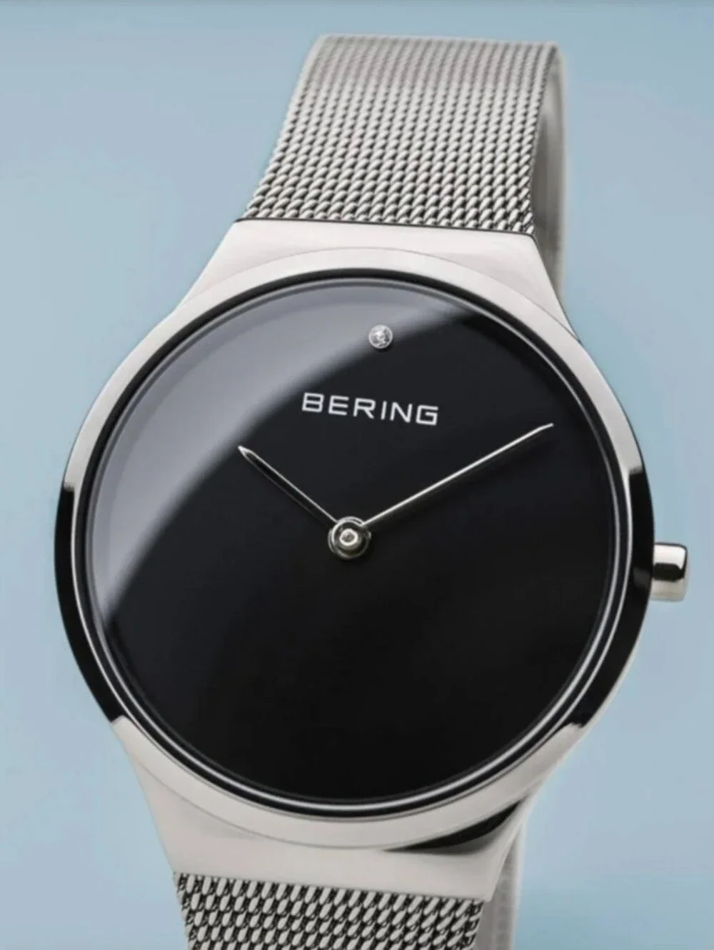 Bering Unisex Minimal Mesh Watch in Black and Silver